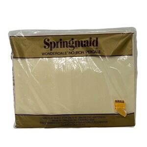 Springmaid Wondercale Twin Flat Sheet Cream No‎ Iron Percale Vintage New